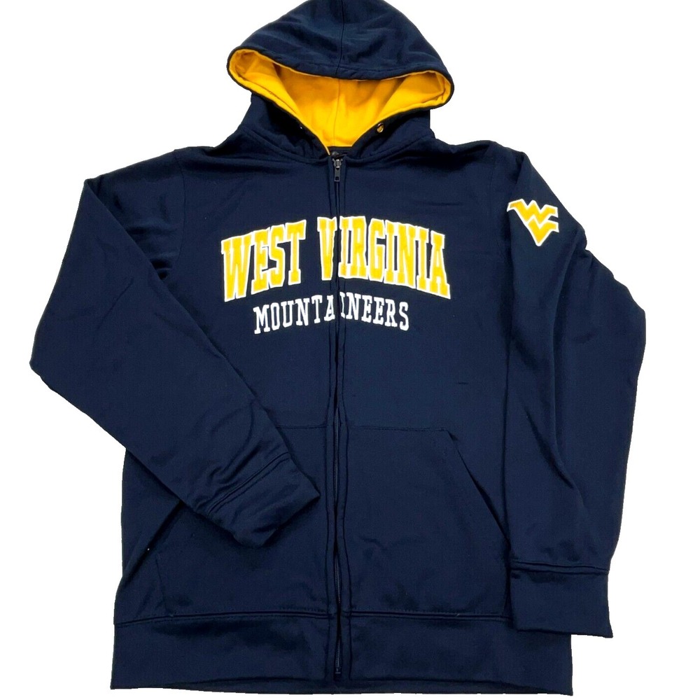 West Virginia Mountaineers Hoodie Men Small Full Zip Sweatshirt Jacket WVU Adult